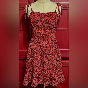 Lily Rose  Red and Black Floral  sun Dress